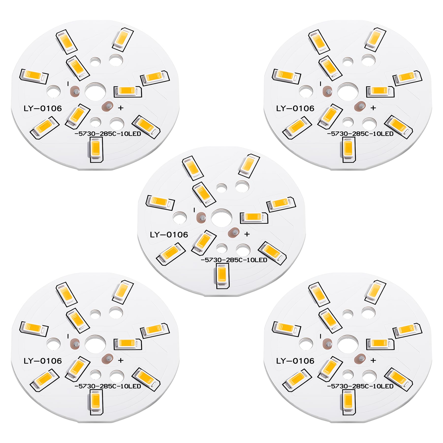 5 Pcs LED Chip Bulb, 5W 300mA, 48mm, Warm White