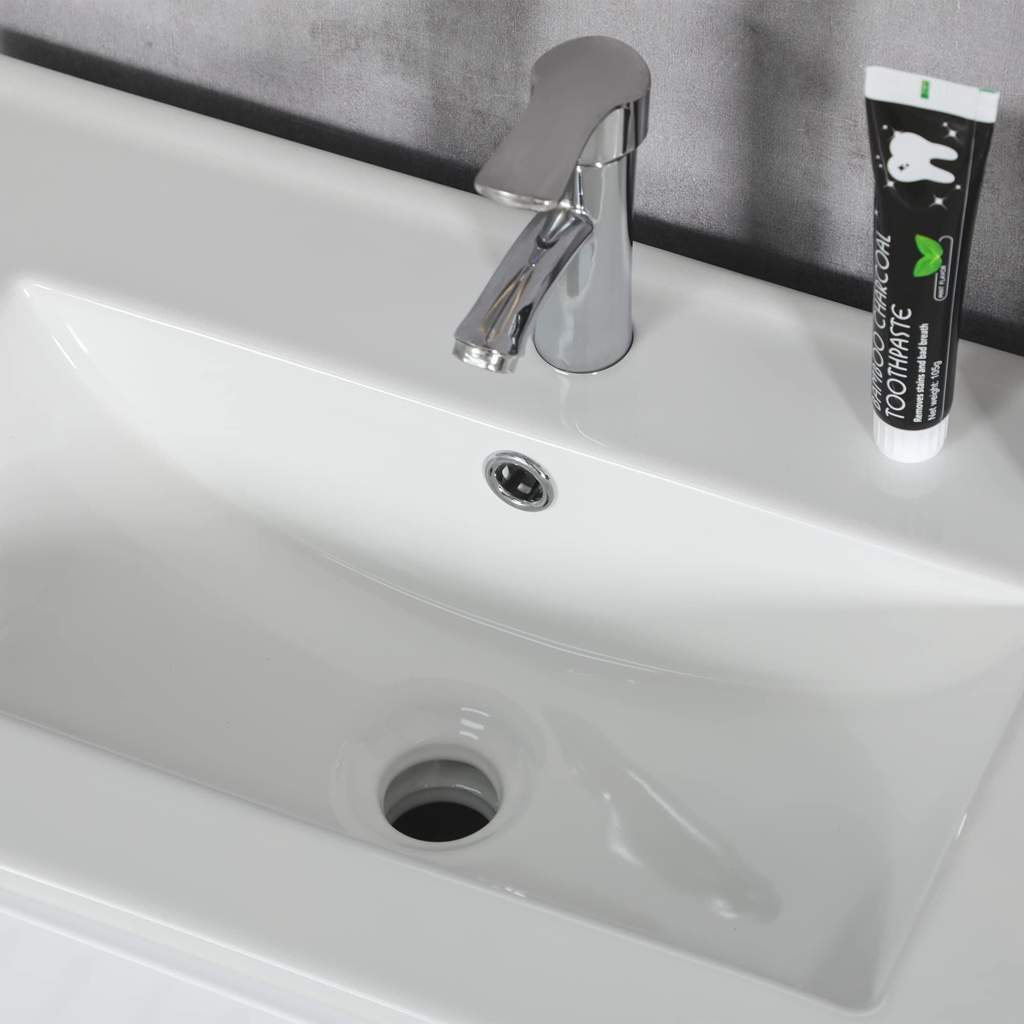Kleankin Mueble Bajo Lavabo de Baño Con 2 Cajones, Armario de Cerámica Sintética 61x37x88 cm Blanco Brillante