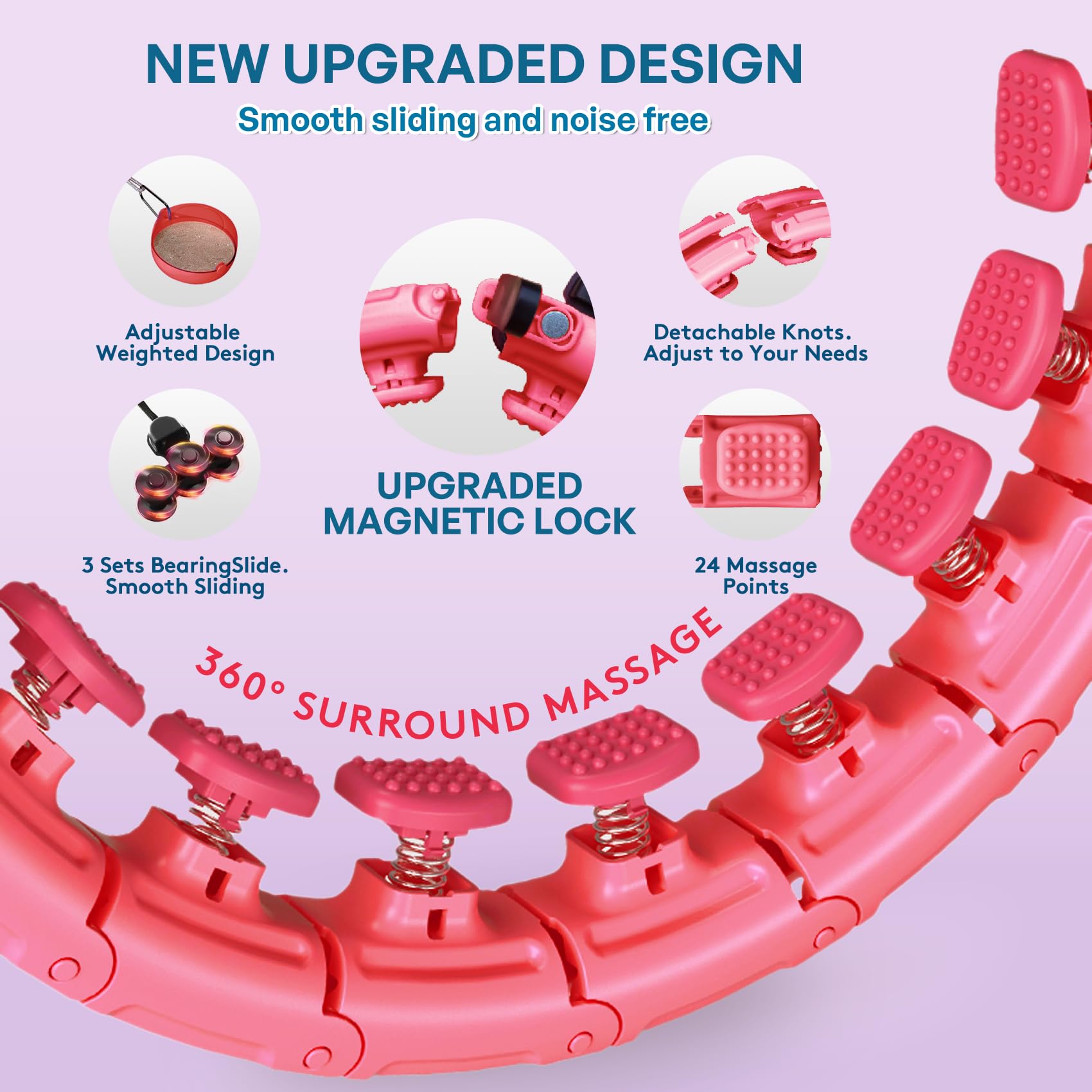 U1-28 nodi vita 142,2 cm, chiusura magnetica intelligente Hula Hoop ponderato per adulti perdita di peso, Infinity Hoop Plus Size, bambini adulti casa all'aperto, esercizio fitness,