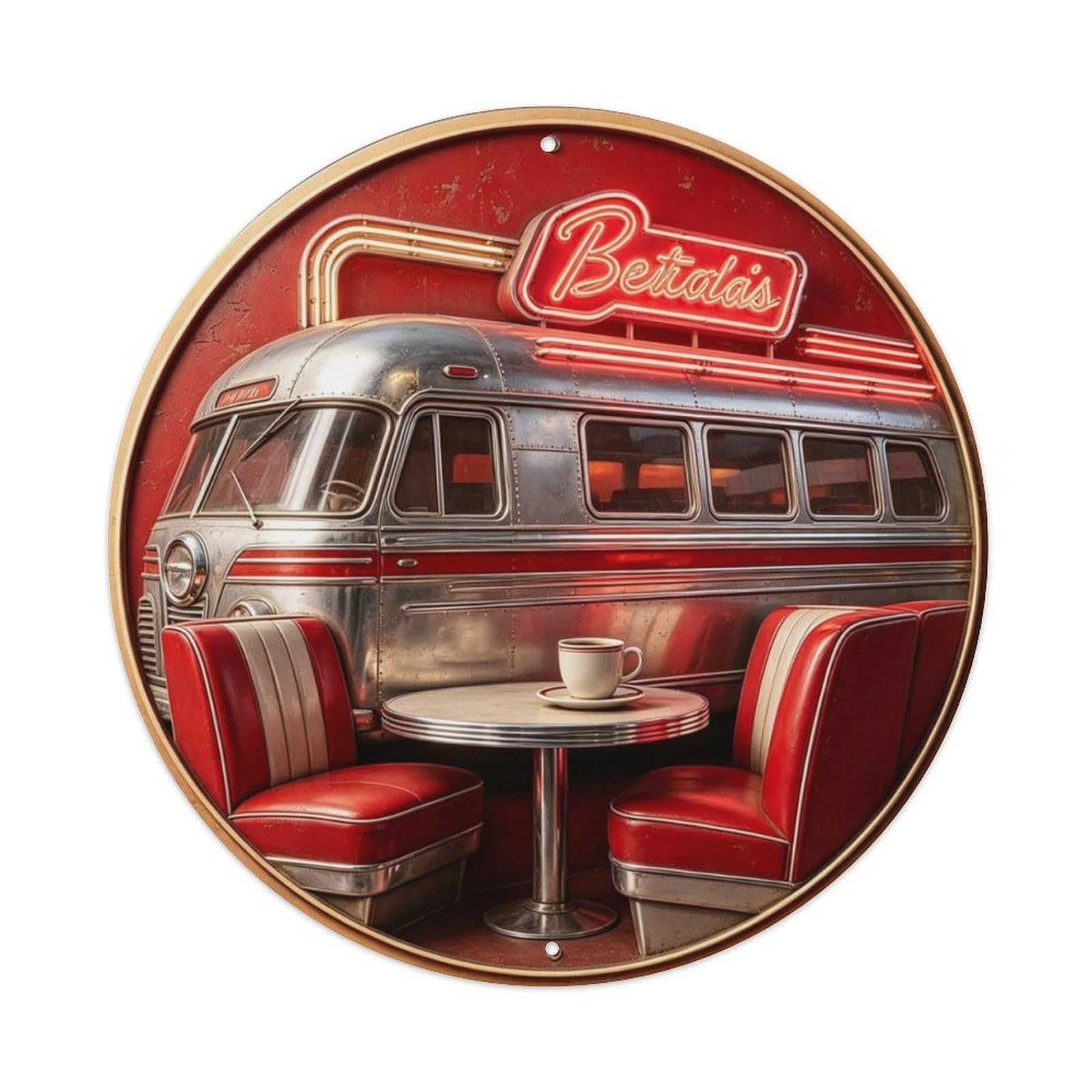Classic American Diner Coffee Metal Tin Sign Plaque