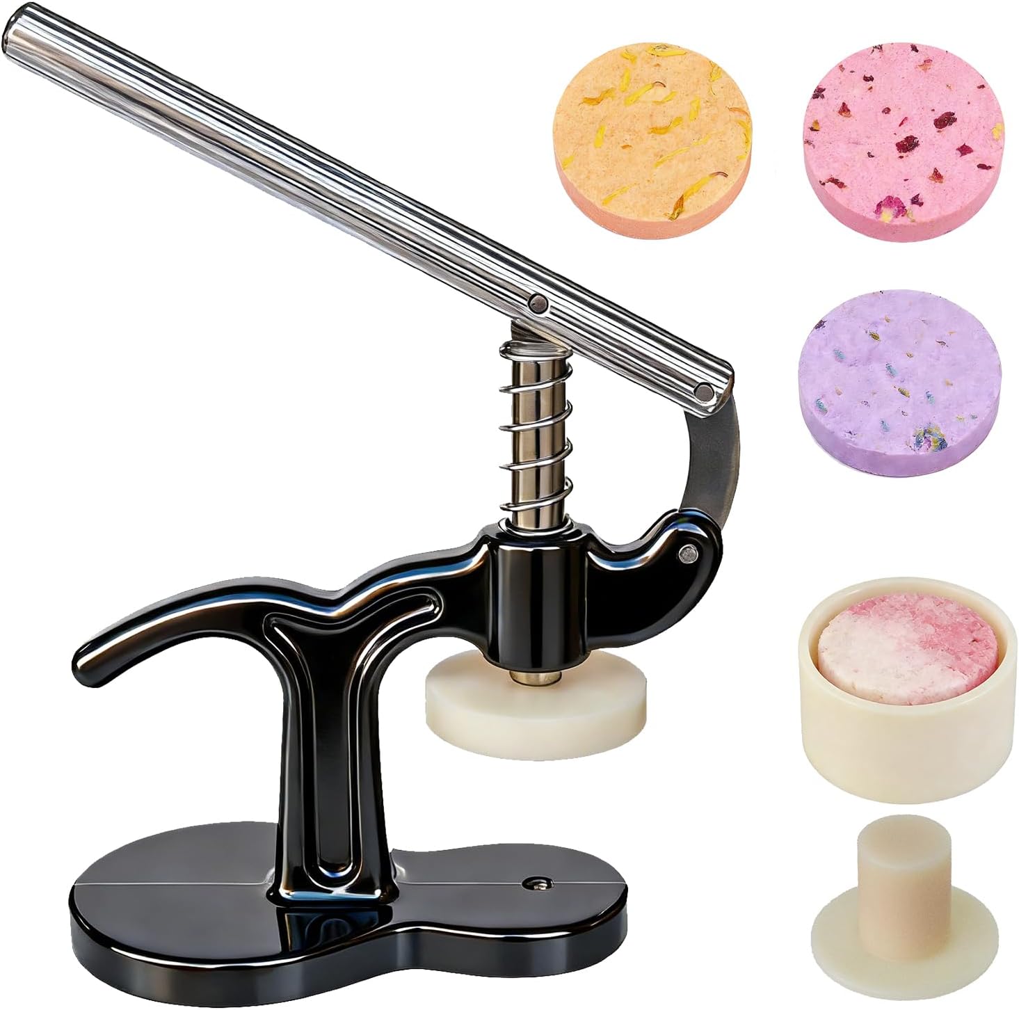 Bath Bomb Press Mold Kit, DIY Shower Steamers Making Set, Stainless Steel Press with Plastic Molds, Complete Bath Bomb Tools for Home & Commercial Use
