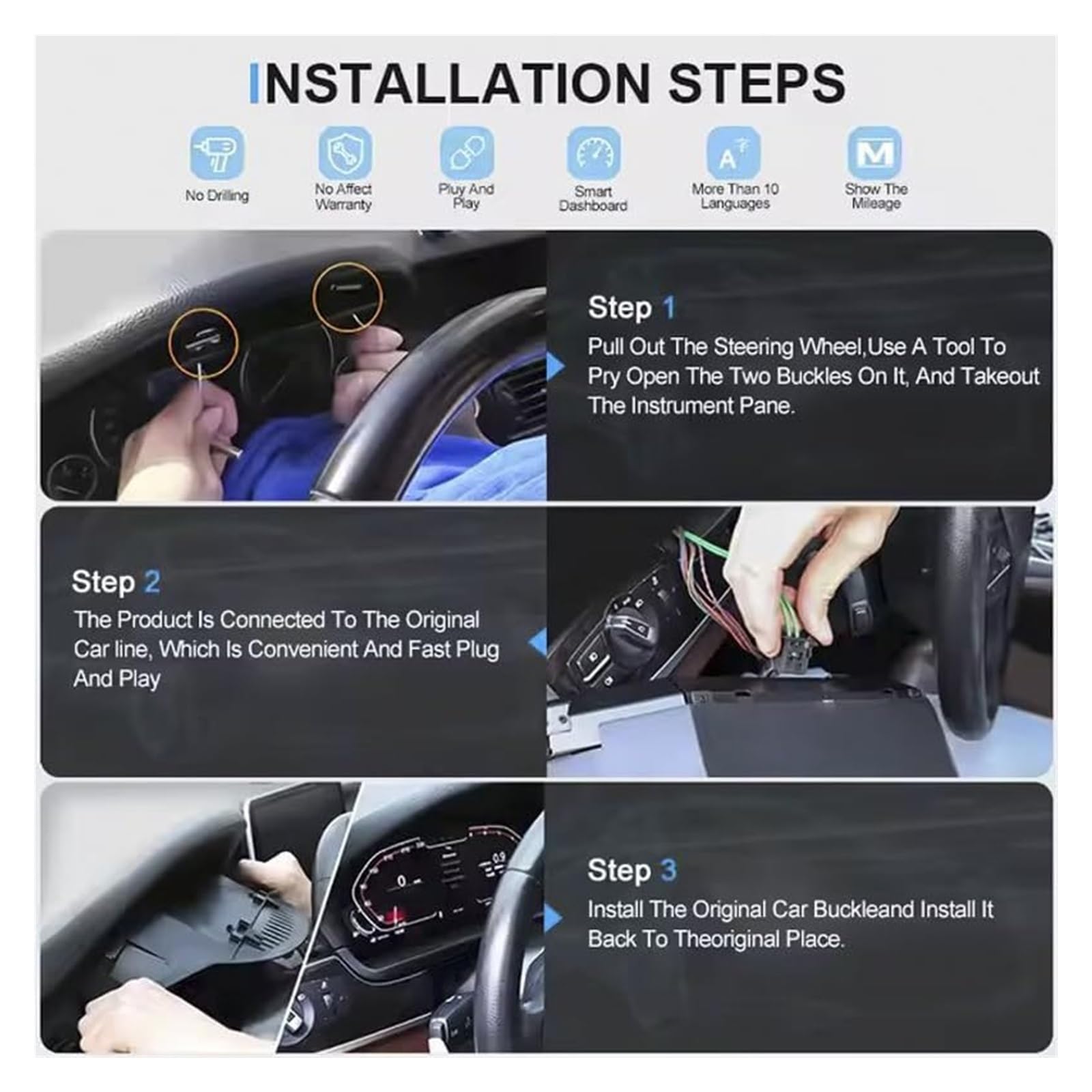 Panel de instrumentos digital compatible con BMW Serie 5/6/7 X3/X4/X5/X6 F01 F07 F10 F15 F16 F18 F25 F26 Odómetro, velocímetro, tablero