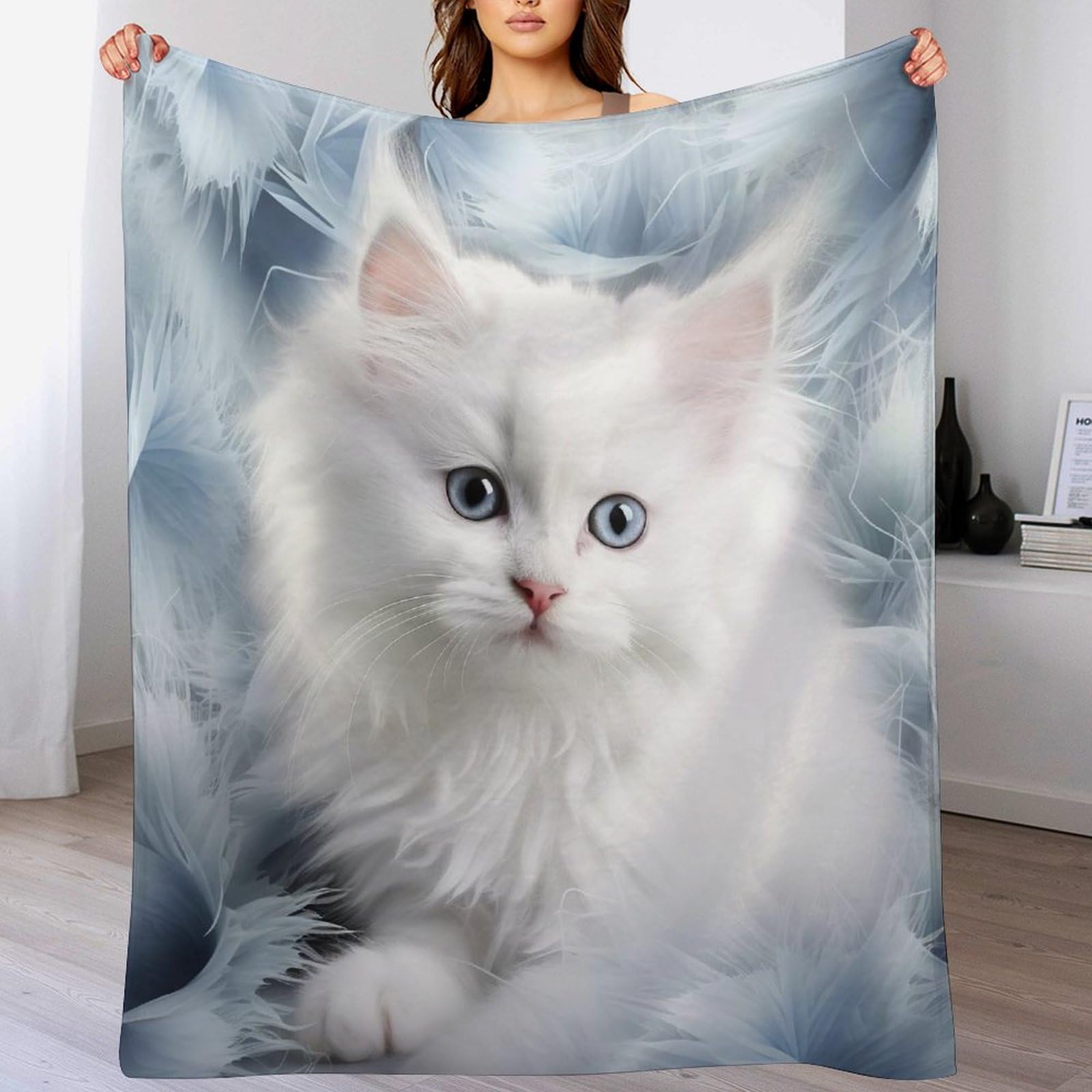 Couverture polaire chat plaid chaud pour soiree cocooning canape et lit douillet
