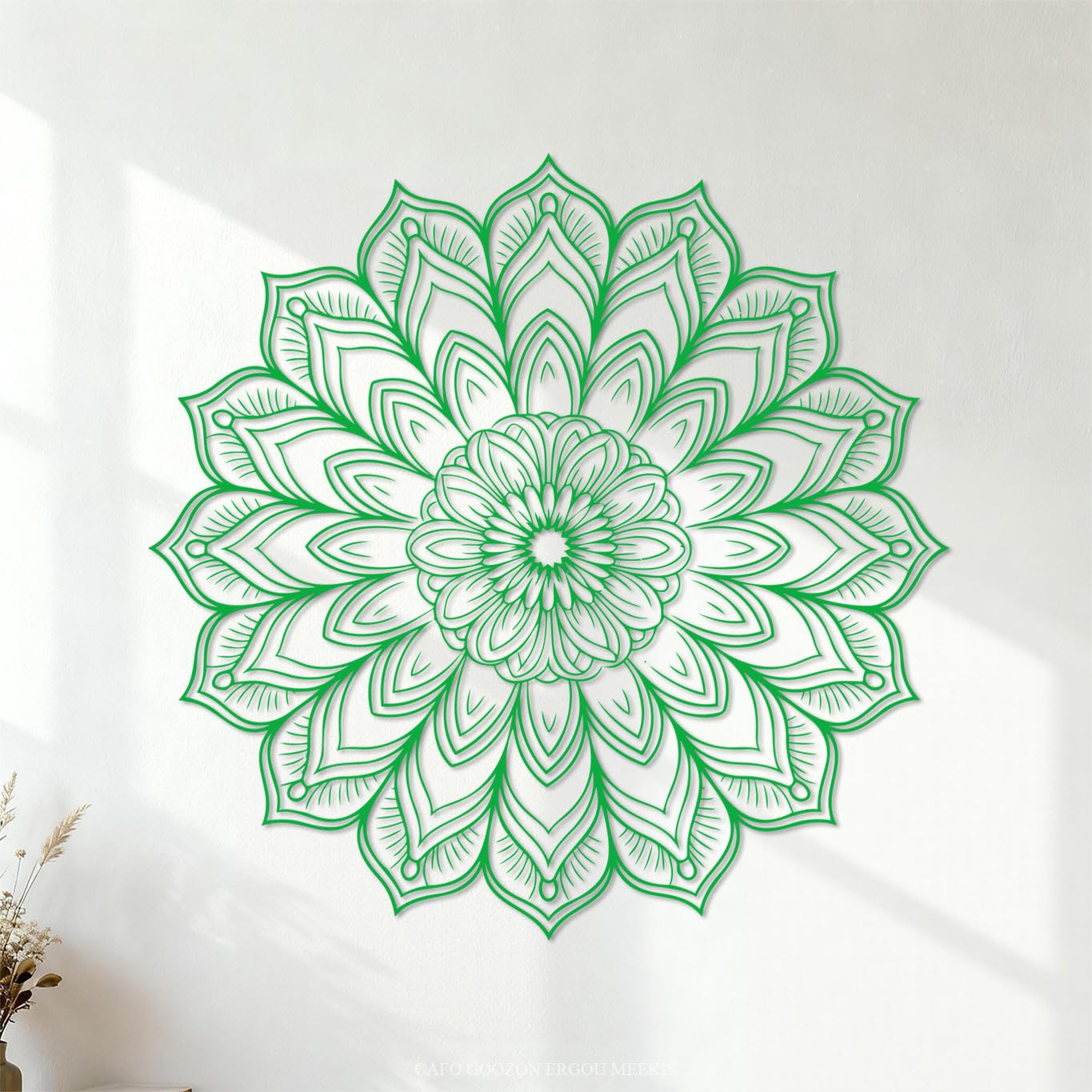 Vinyl Art Sticker Mandala Outline 72x73.2cm Multiple Size Options Green