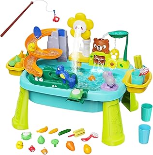 Generisch Baby Water Game Table, Toy with Electric Pump, Educational Toy, Fishing Game, Role Play for Children 3-8 Years, Girls, Garden, Camping, Nursery, Travel
