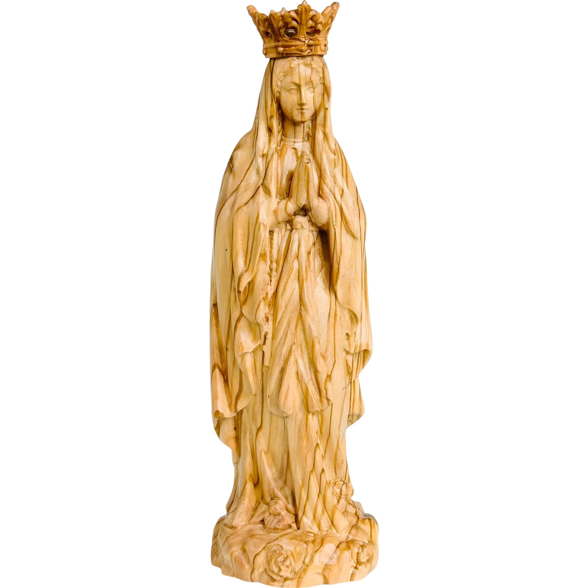 Dolfi figurka Matki Bożej z Lourdes z drewnianą koroną, 12 cm, naturalne drewno w Val Gardena | Figurka szopka