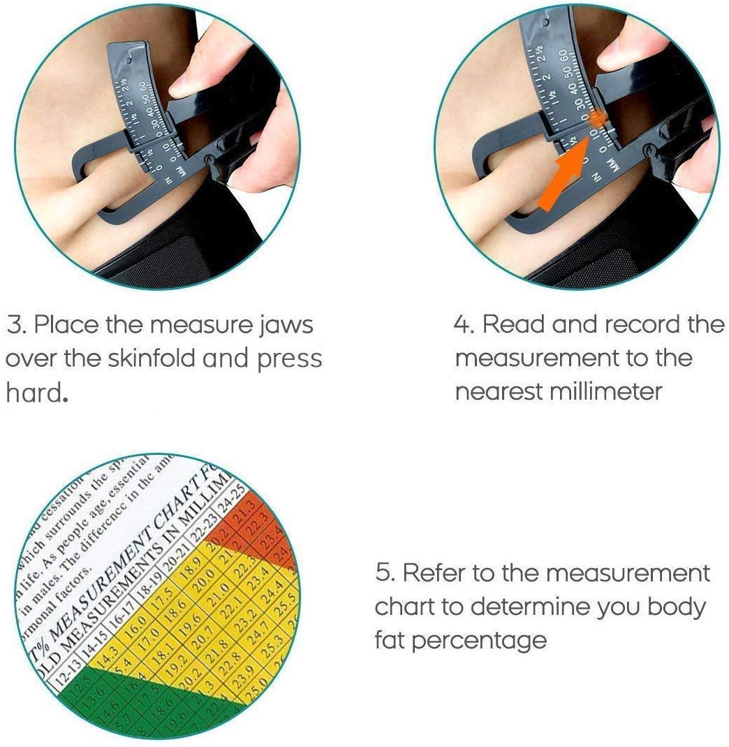 Gadget Hero's Personal Bodyfat Testing with Skinfold Calipers. Body Fat Calliper to Measure Your Body Fat (White) 2