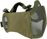 Vista 13 de AOUTACC Máscara de malla de airsoft plegable, máscaras de malla tácticas militares de nailon de media cara con protección para los oídos ajustables