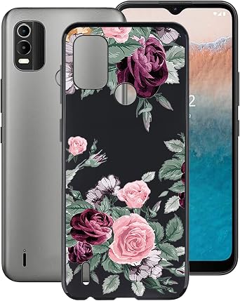 Case for Nokia C21 Plus 6.52", HHUAN Ultra-Thin Black Soft Silicone Anti-Fall Protection Case, Shockproof TPU Bumper Non-Slip Phone Cover, for Nokia C21 Plus Shell - YQ12