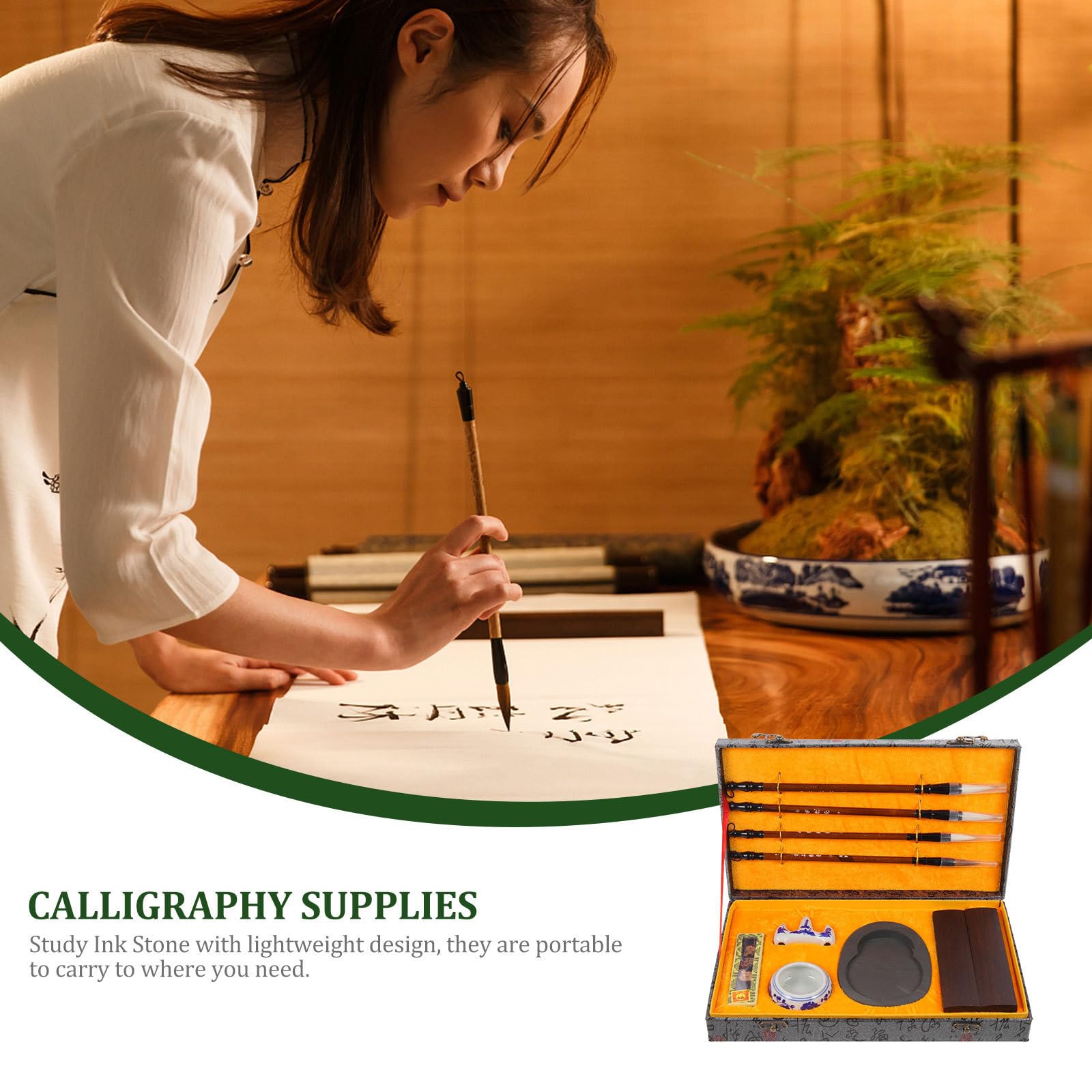 COLLBATH Kit de Caligrafía Plumillas Caligrafia, Pincel de Madera Portátil y Resistente para Practicar Escritura y Pintura, Adecuado para Estudiantes