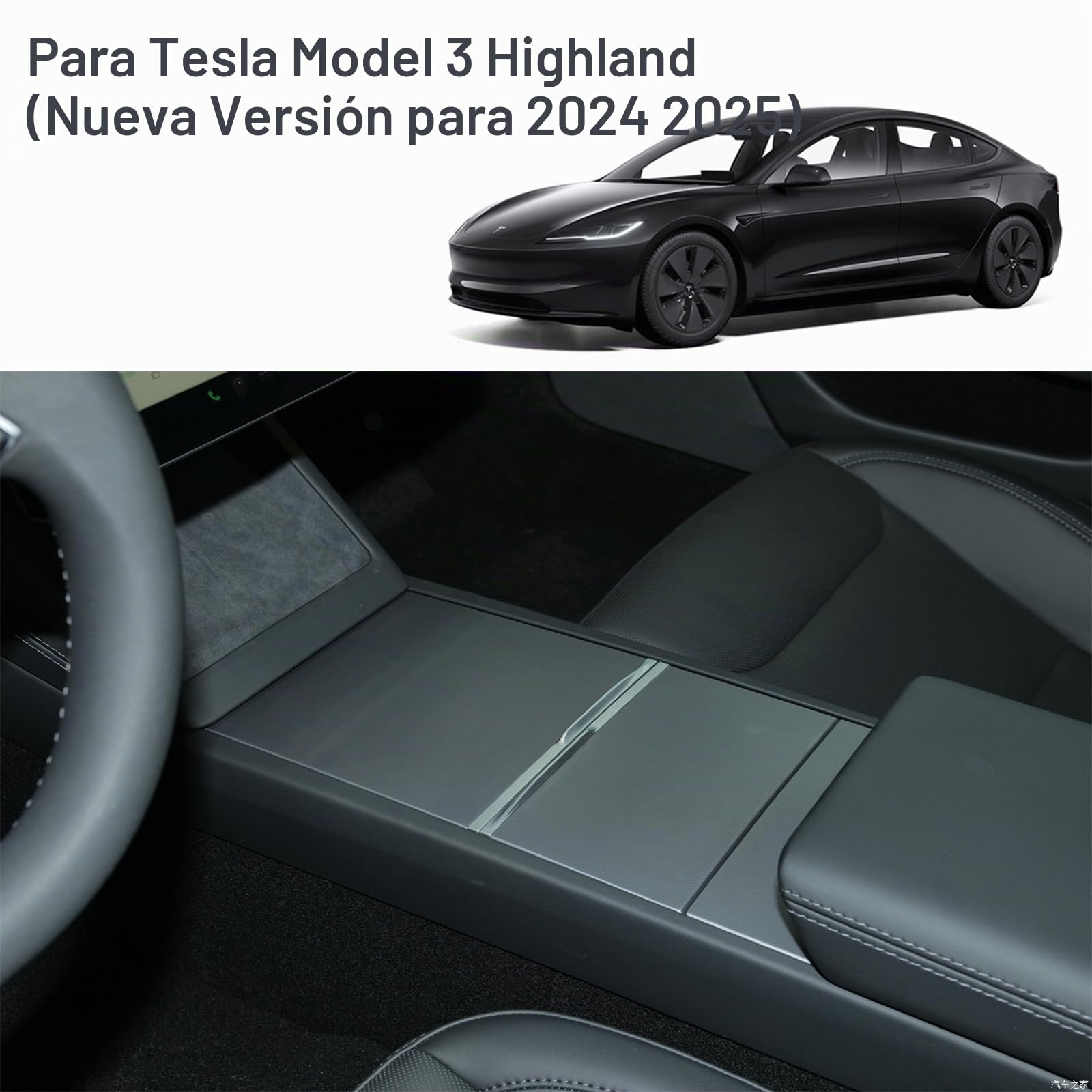 Bandeja organizadora de consola central para nuevos accesorios Tesla Model 3 Highland 2024 2025 Model Y Juniper, para Tesla Model 3 2024 Highland 2025 Model Y Juniper Caja de almacenamiento
