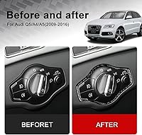 Vista 3 de Fibra de carbono, para Audi Q5/A4/A5 2009-2016, cubierta de marco de botón para faros de automóvil, accesorios interiores, color negro