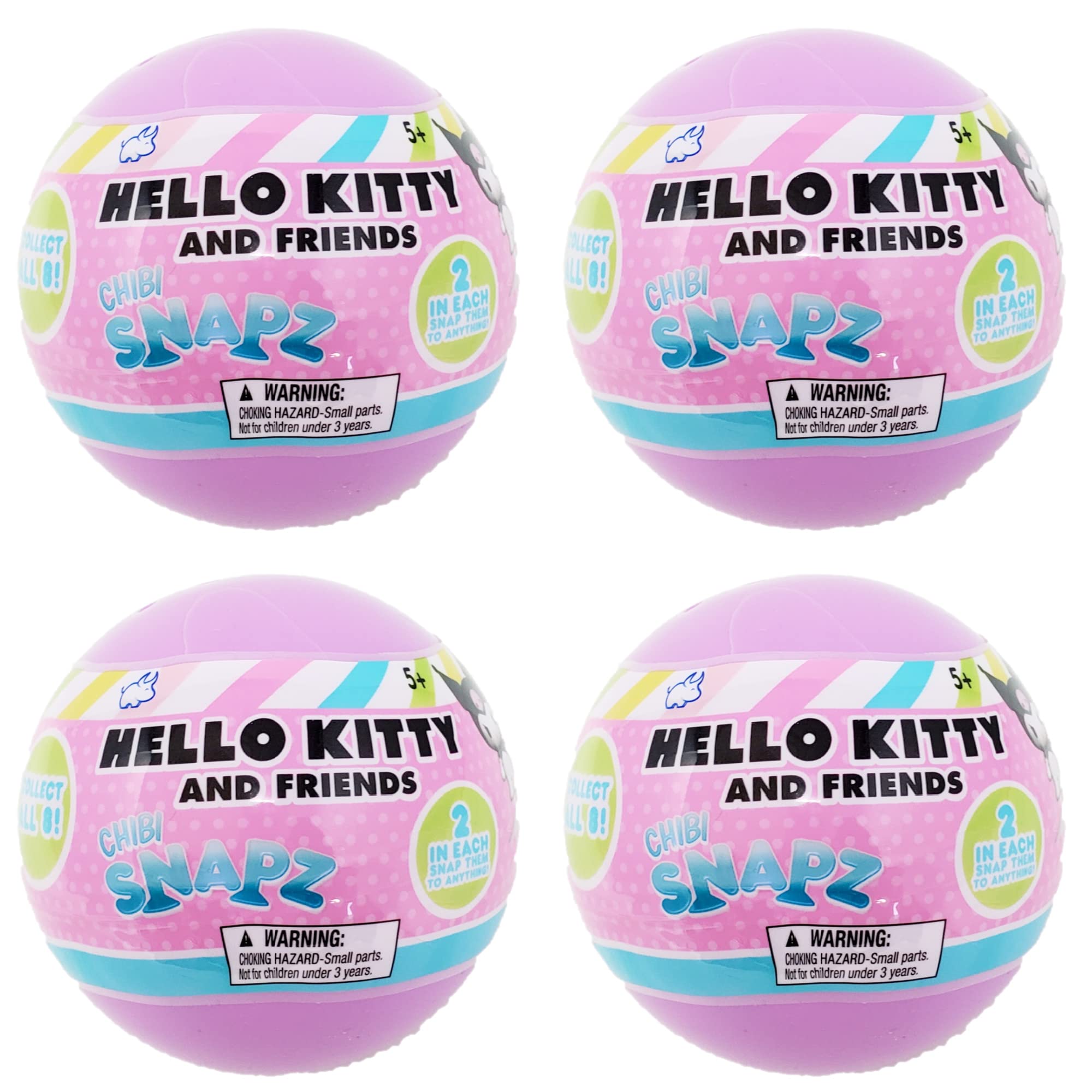 Bullsitoy Sanrio Hello Kitty and Friends Chibi Snapz 2 Pack Globes - Lot of 4