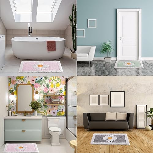 Miniatura 6 de ANNARUGER Alfombra de baño rosa, de microfibra ultra suave, 20 x 32 pulgadas, extra absorbente, lavable a máquina, antideslizante, para bañera y