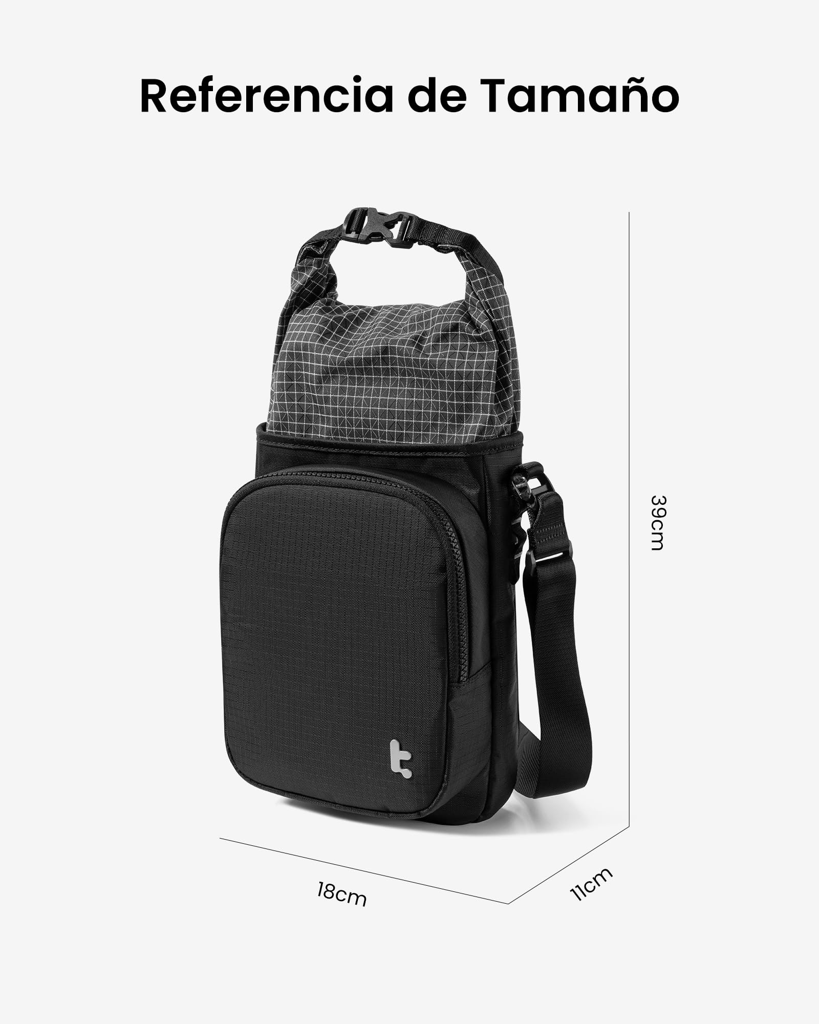 tomtoc Bandolera para Funda Slim de Consola de Juego Portátil, Bolsa Cruzada de Viaje para Steam Deck, ROG Xbox Ally X, Switch 2, PS Portal, Bolsa Roll-Top para Cable de Carga y Accesorios