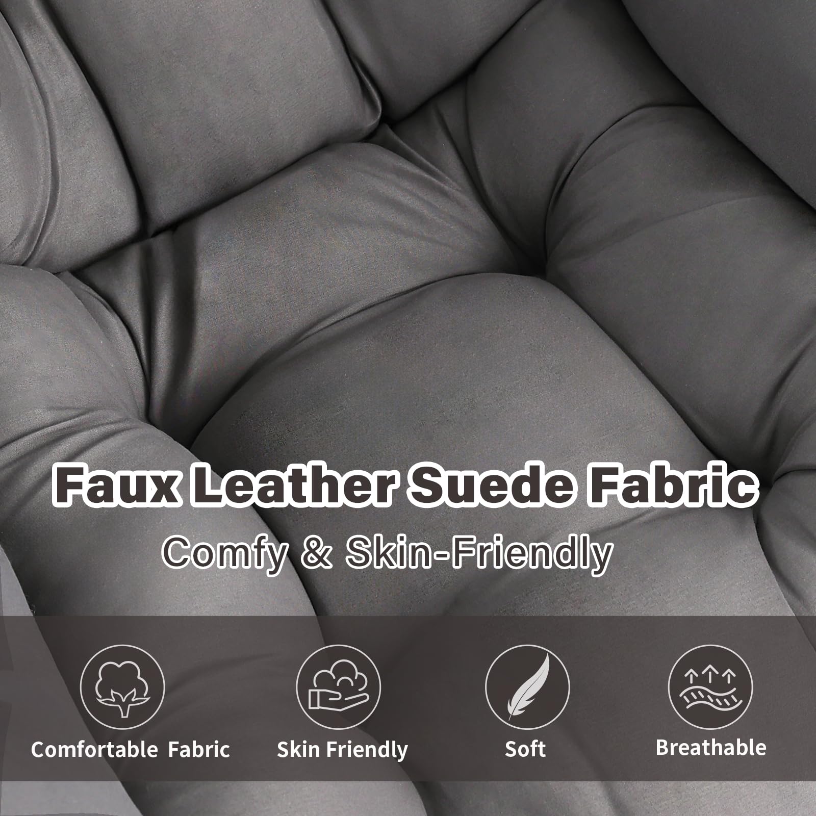 Comoda poltrona, sedia da lettura imbottita con tasca laterale e braccioli, sedia moderna per camera da letto, soggiorno, grigio scuro