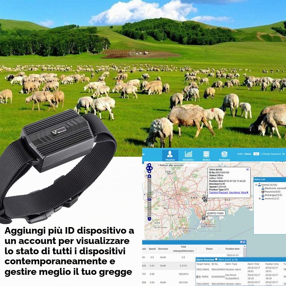 4G Collare GPS per Cane Localizzatore GPS per Bovini Ovini Collare Tracking con Sistema Prevenire smarrimento Crea Confini Virtuali Monitoraggio in Tempo Reale e Traiettoria storica Tracker Animali