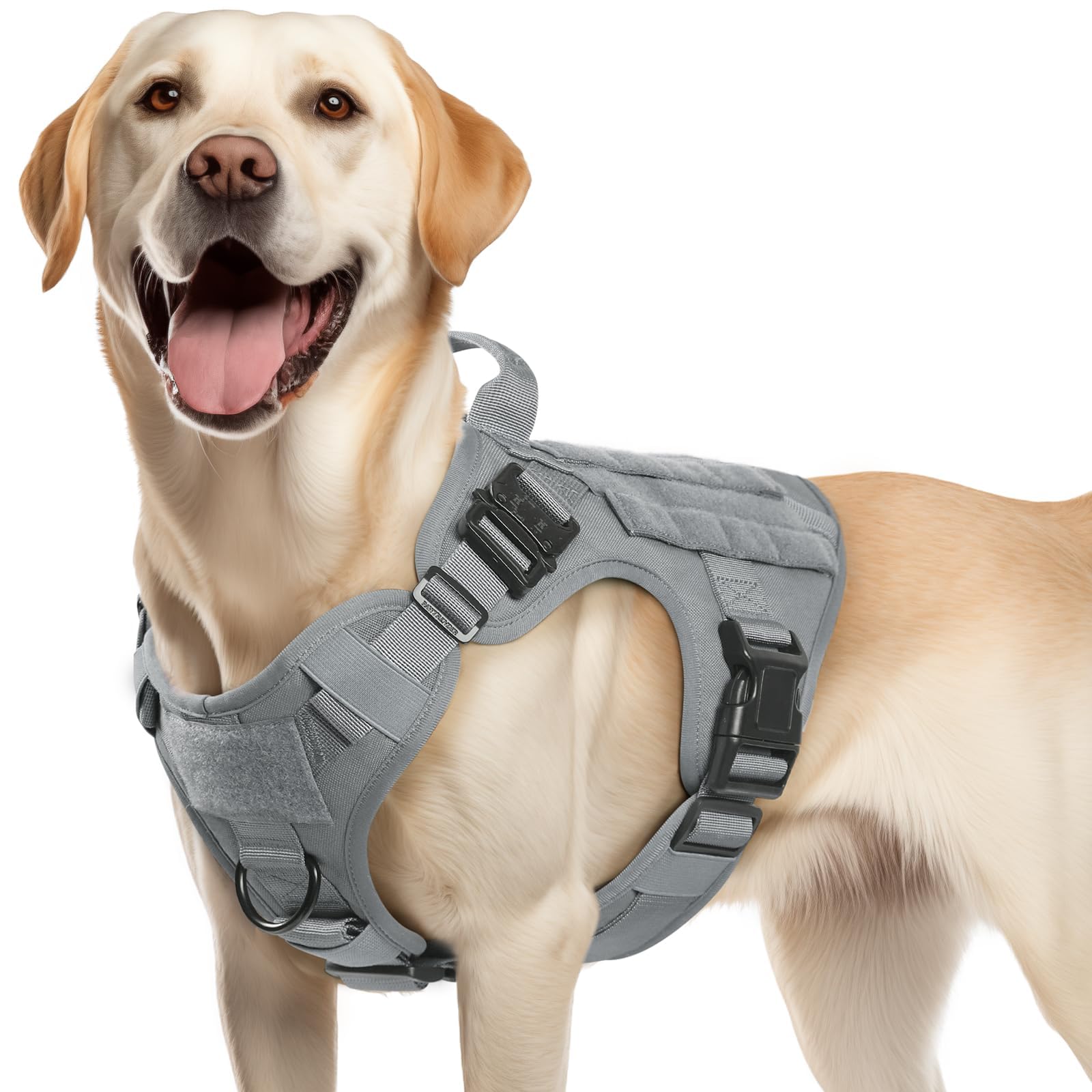 rabbitgoo Tactical Dog Harness Medium Sized, Heavy Duty Pet Harness with Handle, No-Pull Service Vest Medium Breed, Adjustable Military Dog Vest for