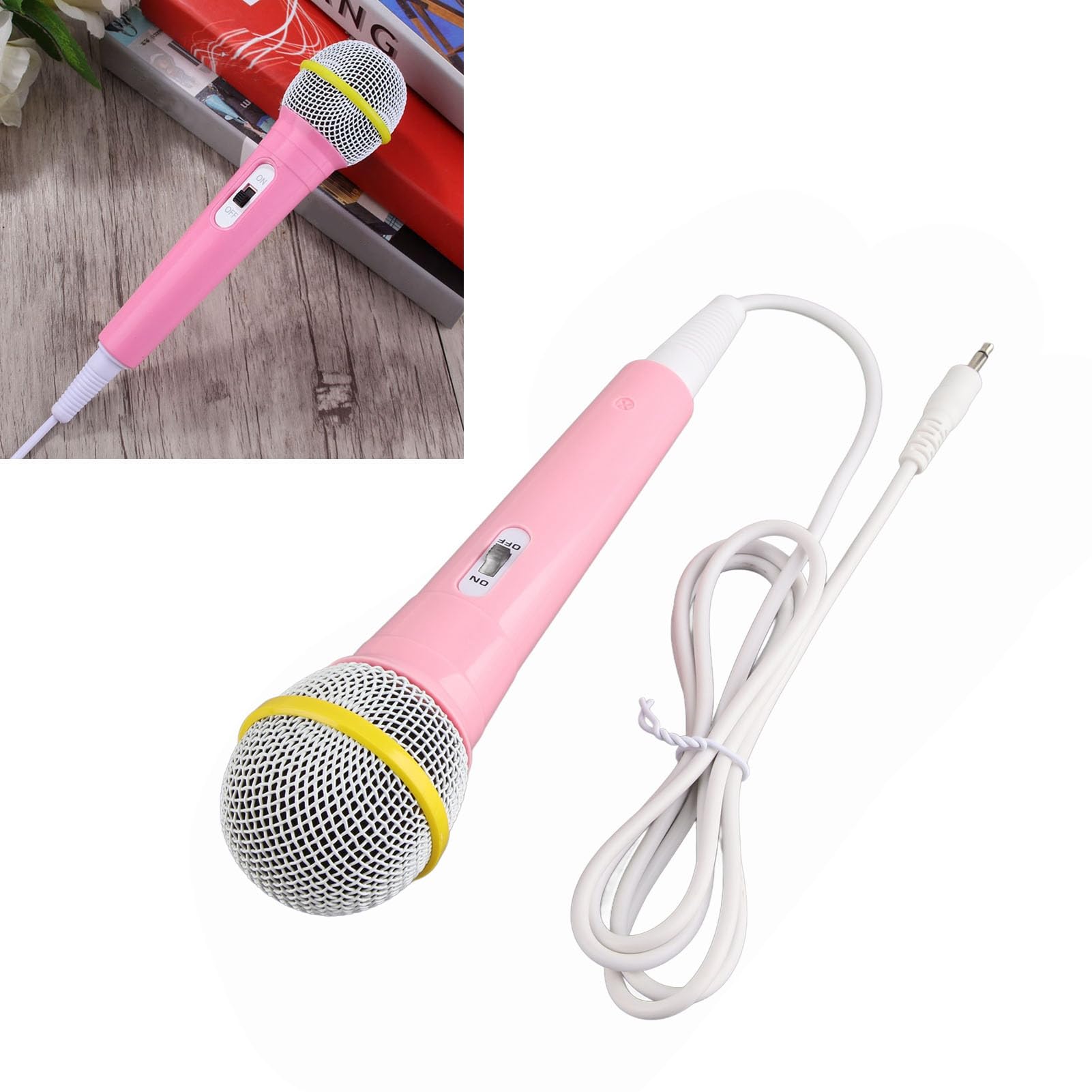 Acouto Mikrofon Przewodowy dla Dzieci Wtyczka 3,5 Mm Niskie Zniekształcenia Przenośna Zabawka Muzyczna Mikrofon do śpiewania do Karaoke Impreza Rodzinna Czysty, Wyraźny, Dokładny Przewodowy dla (PINK)