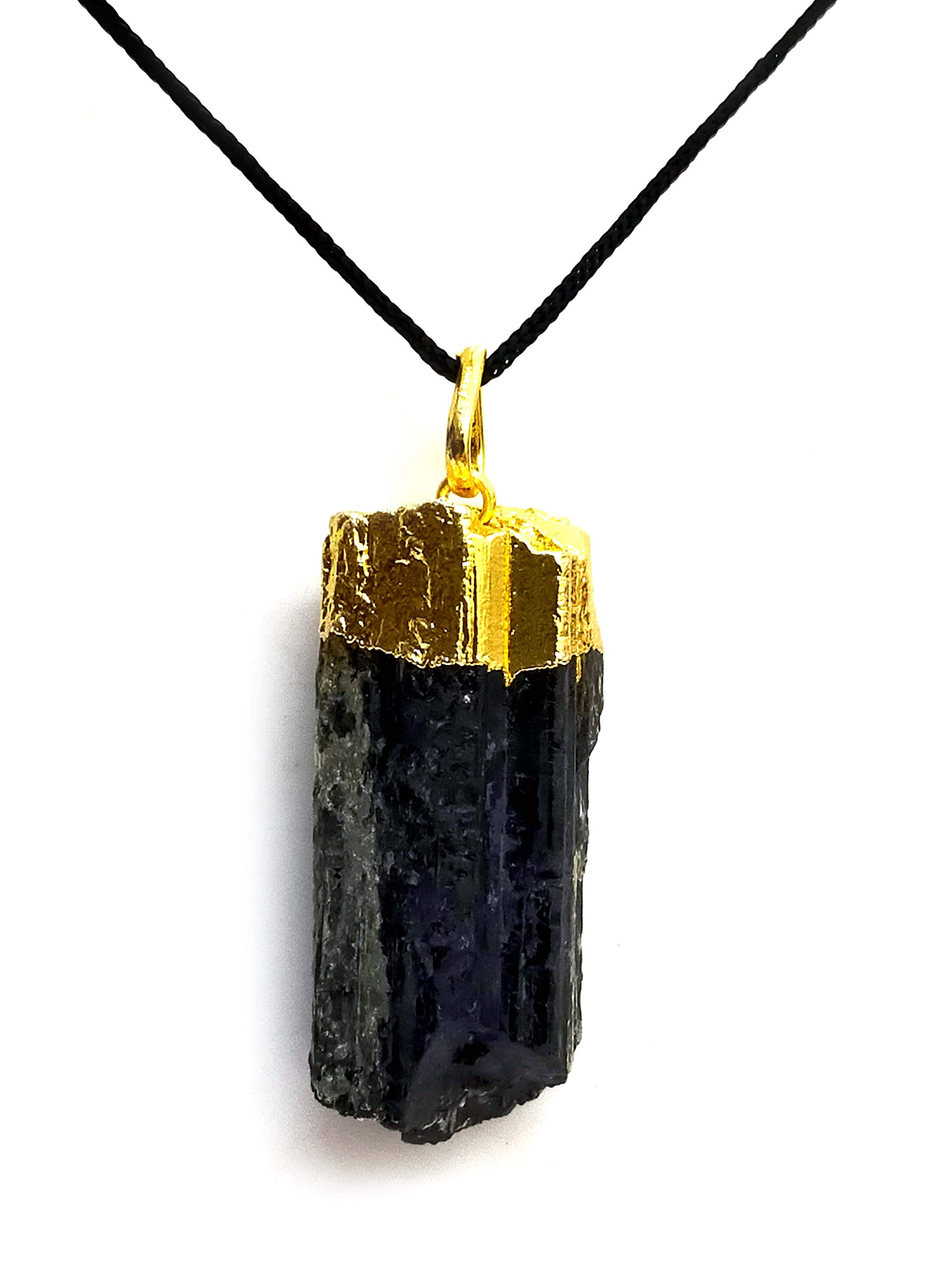 Natural Black Tourmaline Raw Rough Crystal Uneven Shaped Pendant For Men & Women-image-33