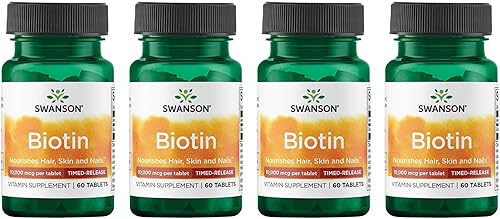 Swanson Biotinatimed-release 10.000Mcg 60pestañas paquete de 4