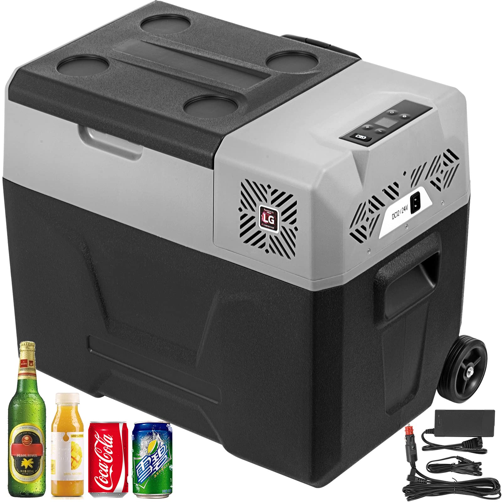 VEVOR Nevera Termoeléctrica Portátil 50 L Nevera de Viaje para Coche Nevera Portátil Eléctrica de Viaje para Coche Mini Refrigerador para Coche Mini Nevera para Bebidas con LCD