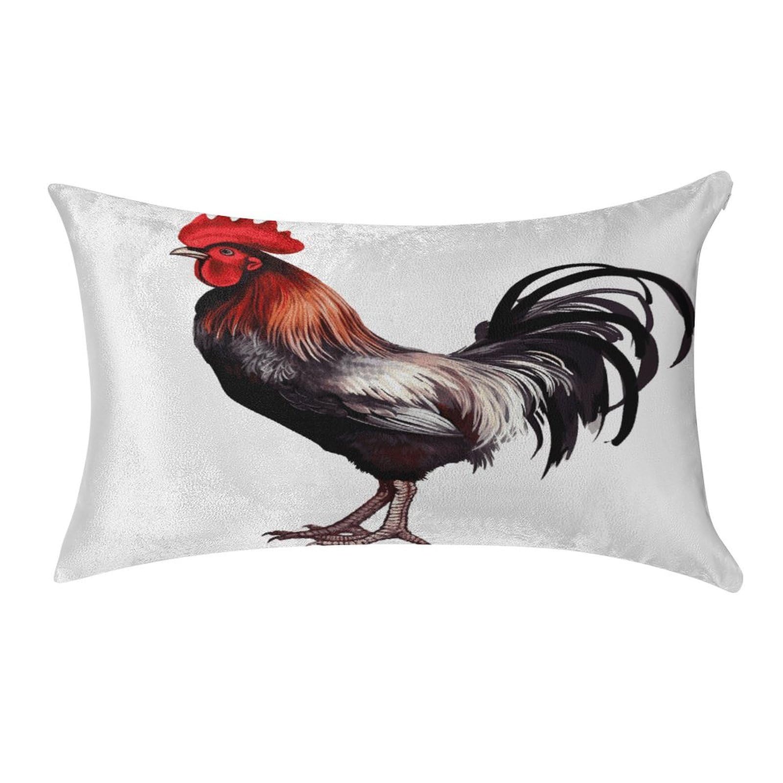 FekiLoot Rooster Pillowcase Velvet Throw Pillow Cover Soft Lumbar Pillow Shells Rectangle Cushion Cases with Zipper Luxury Cozy Pillows Shams for All Seasons 12 X 20 in