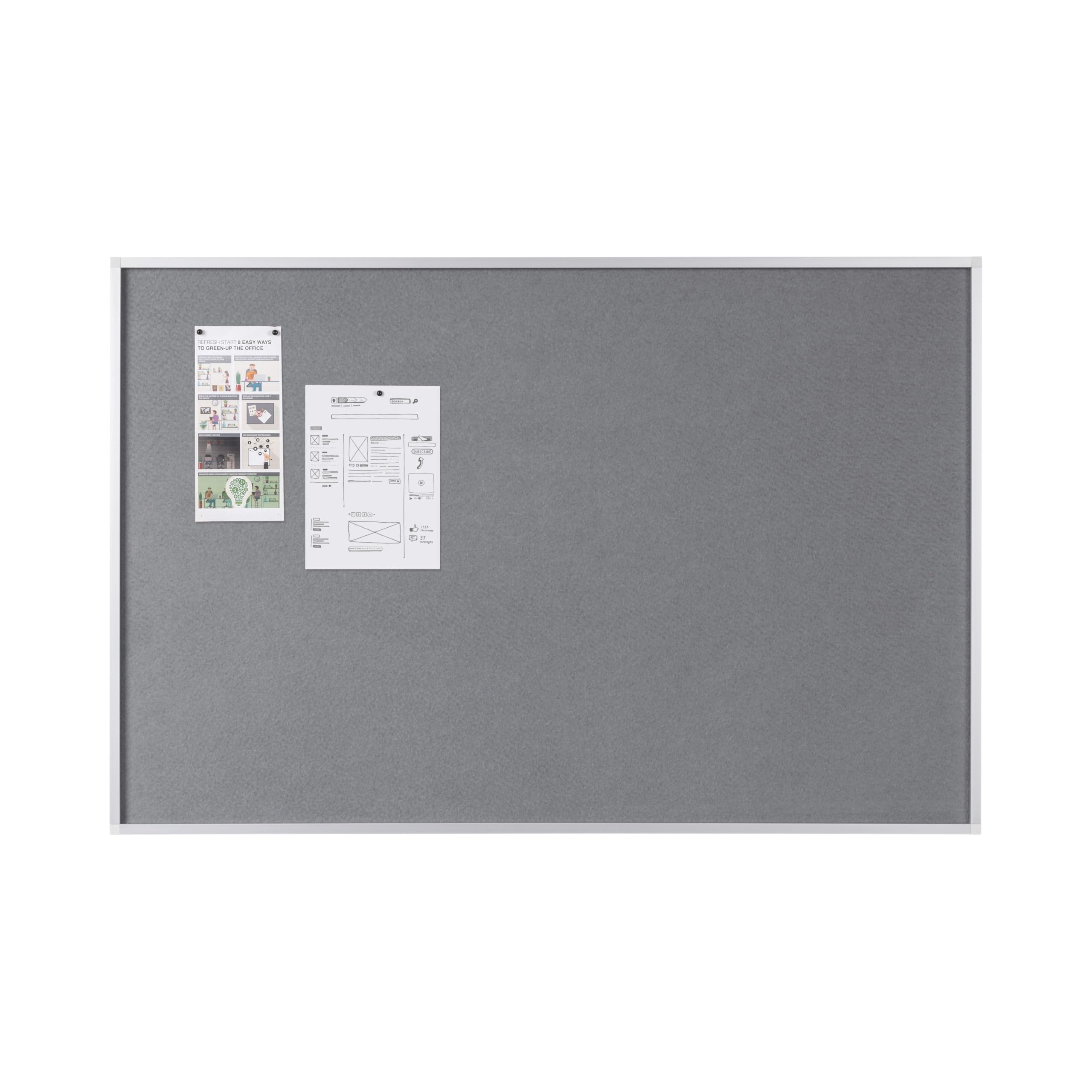 Bi-Office Filztafel New Generation, Pinnwand mit Aluminiumrahmen, 120 x 90 cm, Grau