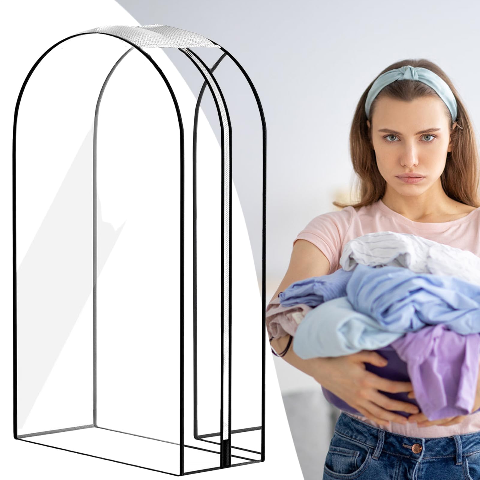 Generic Coat Covers, Clear Clothes Bag, Dustproof Zipper Closure, Hangable Garment Protector, Closet Storage Solution for Jackets Shirts Coats Wardrobe Home Organization 23.62x50x10.04in