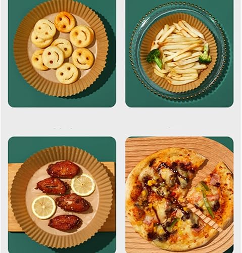 Miniatura 2 de Forro de papel desechable para freidora de aire, 6.5 pulgadas, antiadherentes, papel para hornear, hojas de papel pergamino redondas (100)