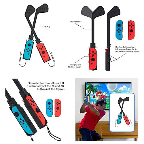 Miniatura 3 de 2022 Switch Sports Accessories Bundle - Uxilep 10 in 1 Family Accessories Kit for Nintendo Switch Sports Games Golf Clubs for Mario Golf Super