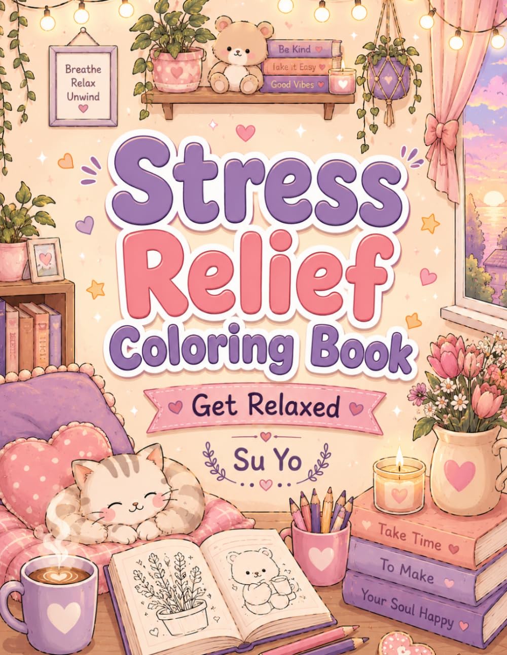 Stress Relief Coloring Book: Simple, Bold and Easy Big Coloring Book for Adults and Kids (Relaxation and Stress Relief)