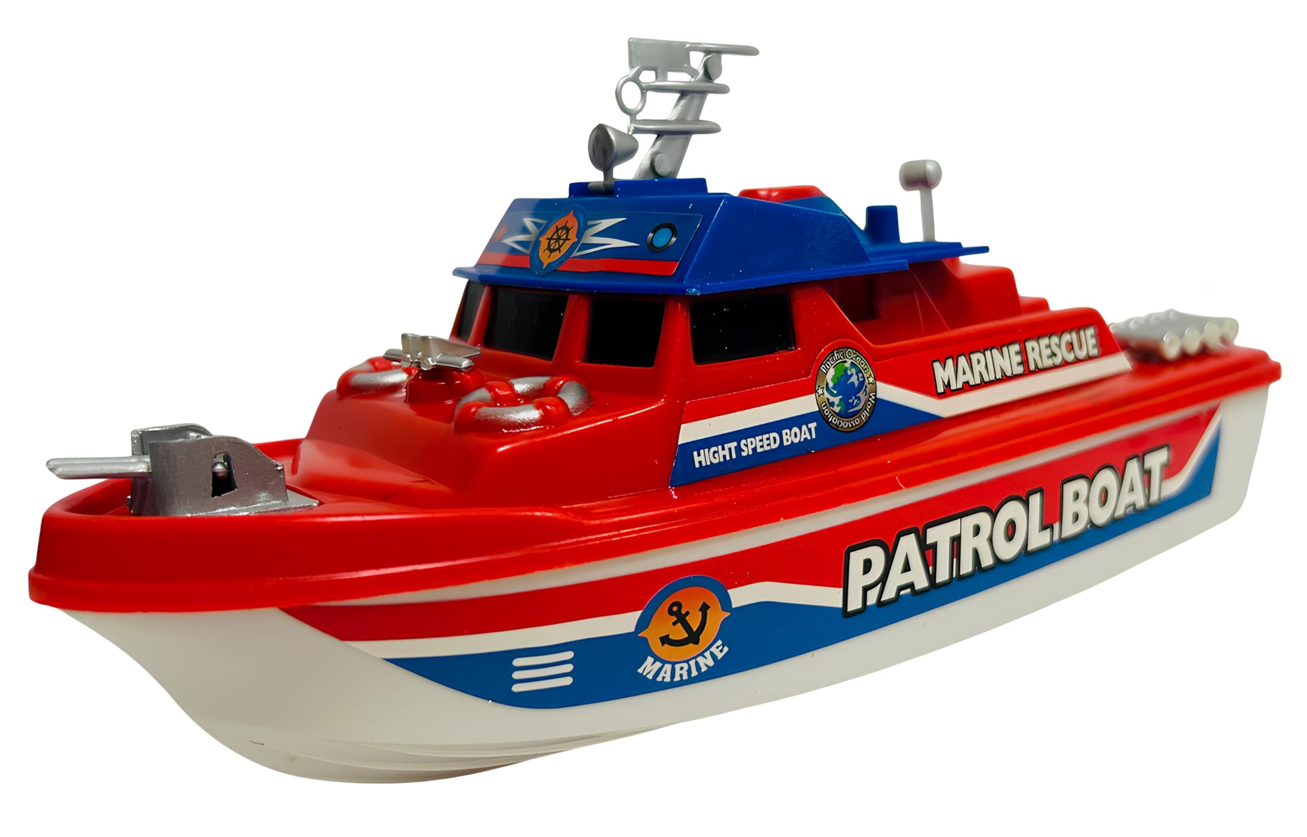 Barco de juguete motobarco con batería de trabajo Motobarco eléctrico Barco contra incendios Juguete Barco de bombero Rescate marítimo Barco de emergencia náutica a motor Guardia costera
