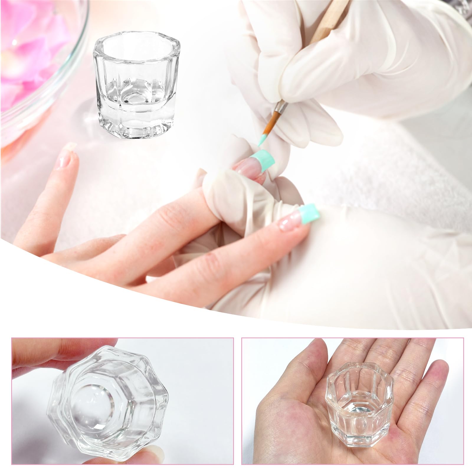 Amazon.com: Dappen - Juego de 2 vasos para arte de uas, lquido acrlico,  monmero de uas de vidrio transparente, recipiente lquido para humedecer  el plato acrlico, tarro de vidrio acrlico para uas (