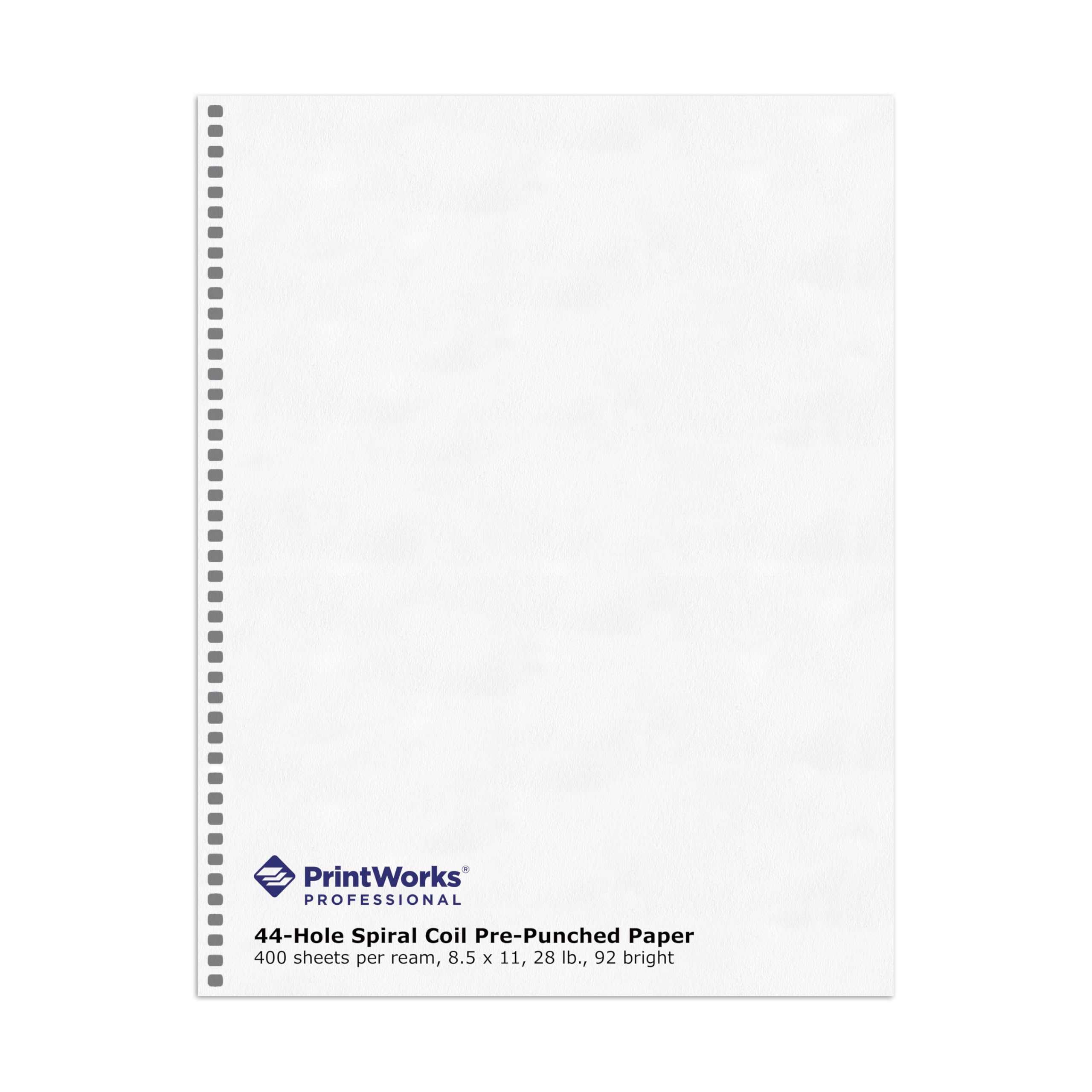 Professional Pre-Punched Spiral Binding Paper - 44-Hole (4:1 Pitch Hole Punch) - Book Binding Printer Paper - Made in the USA - 400 Sheets - 8.5" x 11" - 28 lb - 92 Bright White (04165)