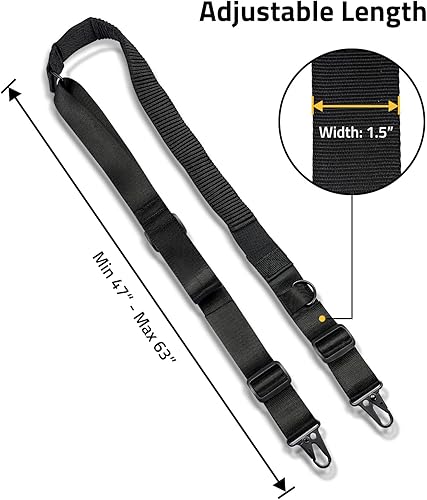 Miniatura 6 de CVLIFE Two Point Sling with Quickly Adjustable Loop,Length Adjust Sling with Elastic Design,Two Point Sling with Removable Metal Hooks for Outdoor