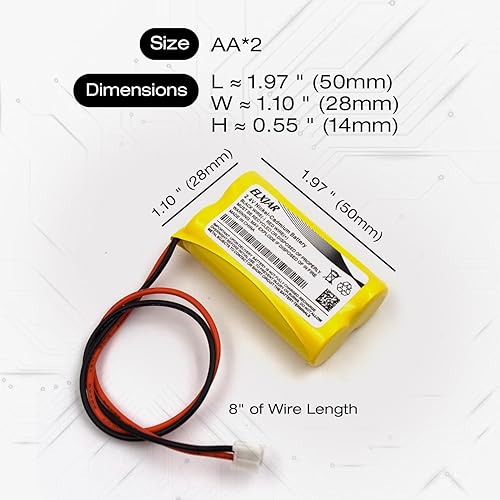 Miniatura 3 de elxjar Paquete de 2 baterías de repuesto para señal de salida de emergencia, CSXWREB3 HUBBEL, BP2A BP2-0A BP2-0A (2 unidades)