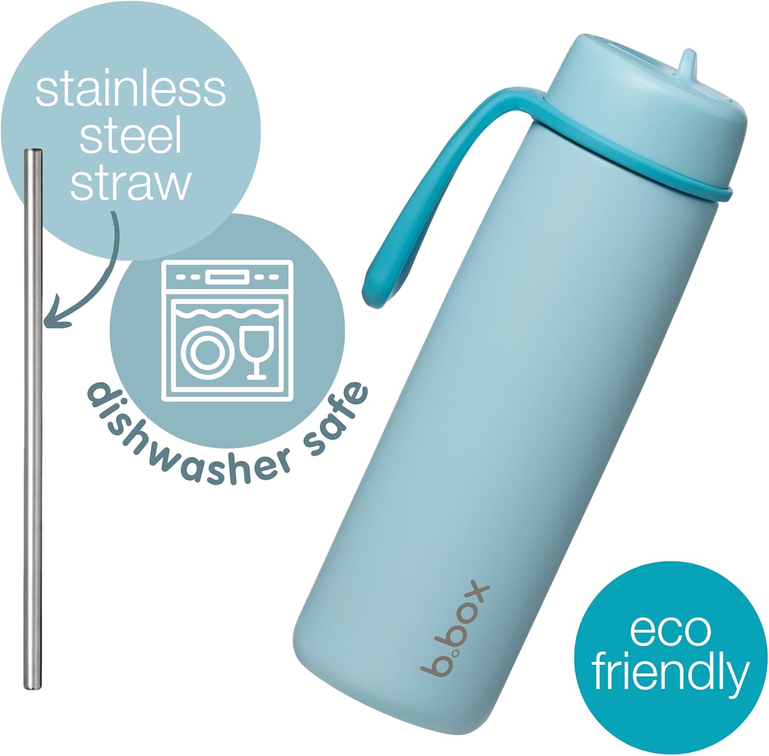 b.box Triple Insulated 23oz Water Bottle w/Stainless Steel Straw. 44 Hours Cold. Leak Proof Tumbler with Lid and Straw for Travel, Gym & School. BPA Free Sports Water Bottles. - Image 2
