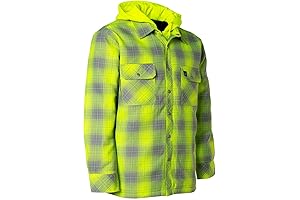 Forcefield Hi-Vis Grey Shadow Plaid Hooded Flannel Shirt Jacket