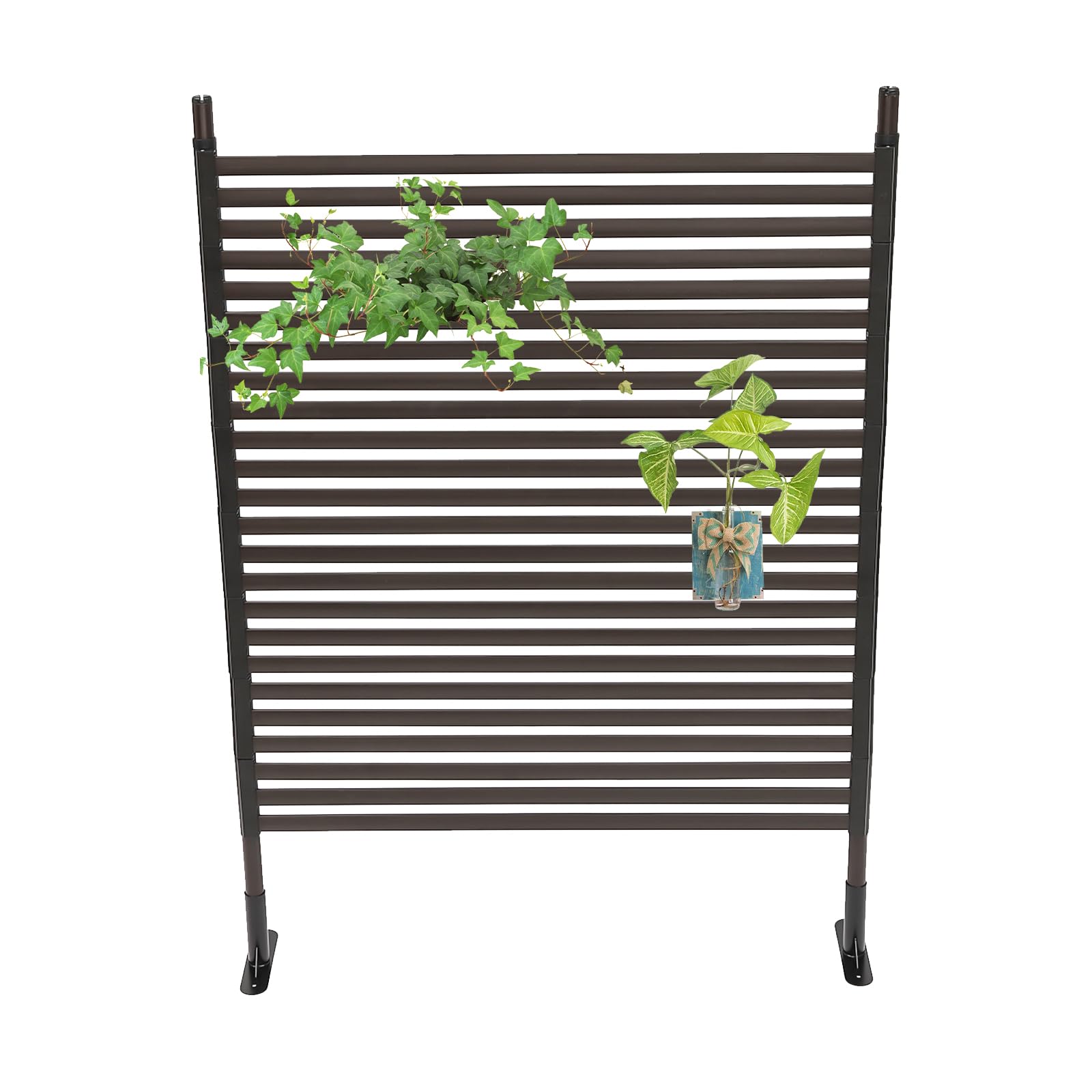 Metal Privacy Screen with Stand 4 ft W x 5 ft H,Outdoor Freestanding Privacy Screen and Panels for Outside Garden Backyard(43.5'' W x 59'' H)