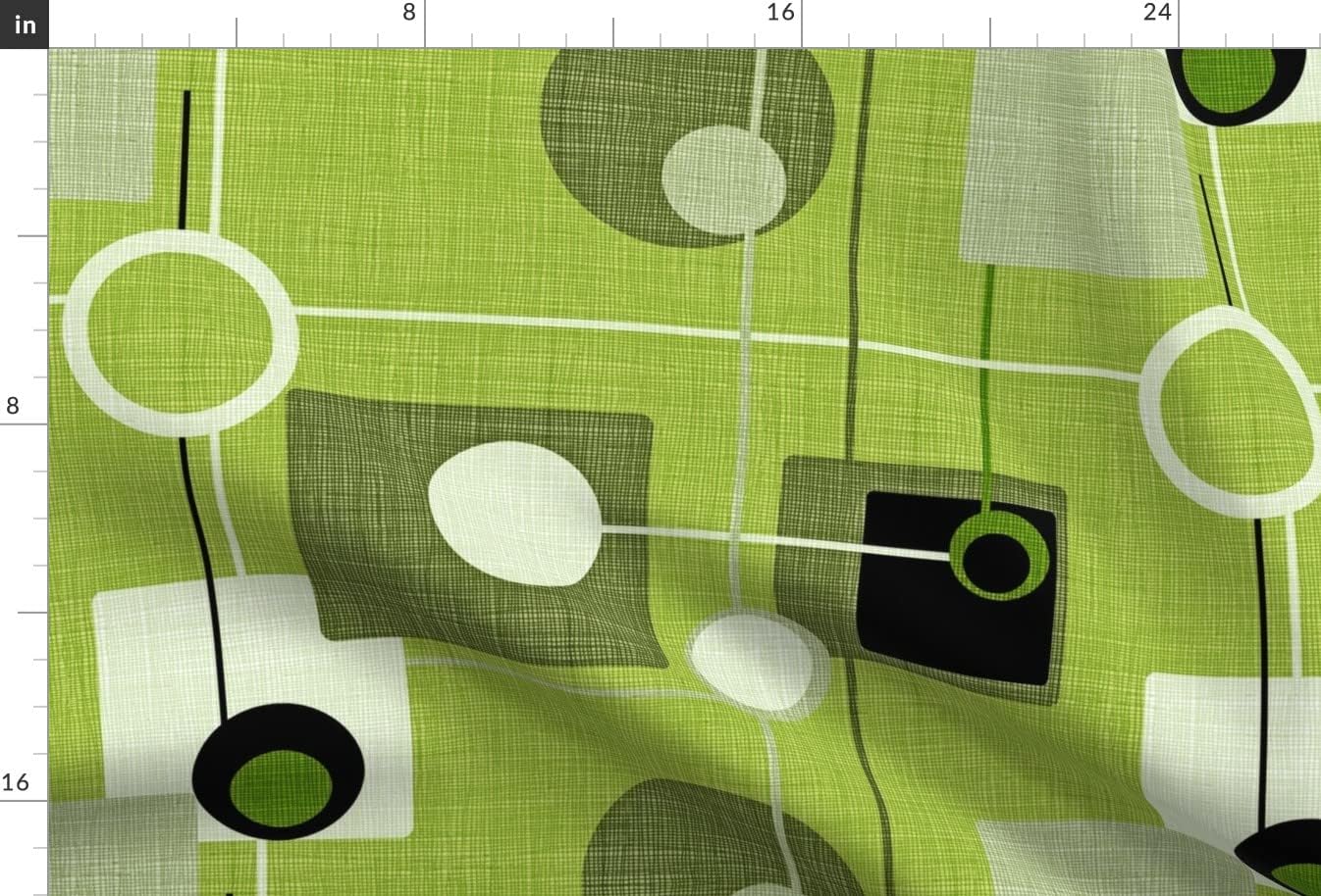 Spoonflower Fabric - Orbs Squares Green Vintage Fifties Atomic Circle Century Modern Retro Printed on Chiffon Fabric by The Yard - Sewing Fashion Apparel Dresses Home Decor