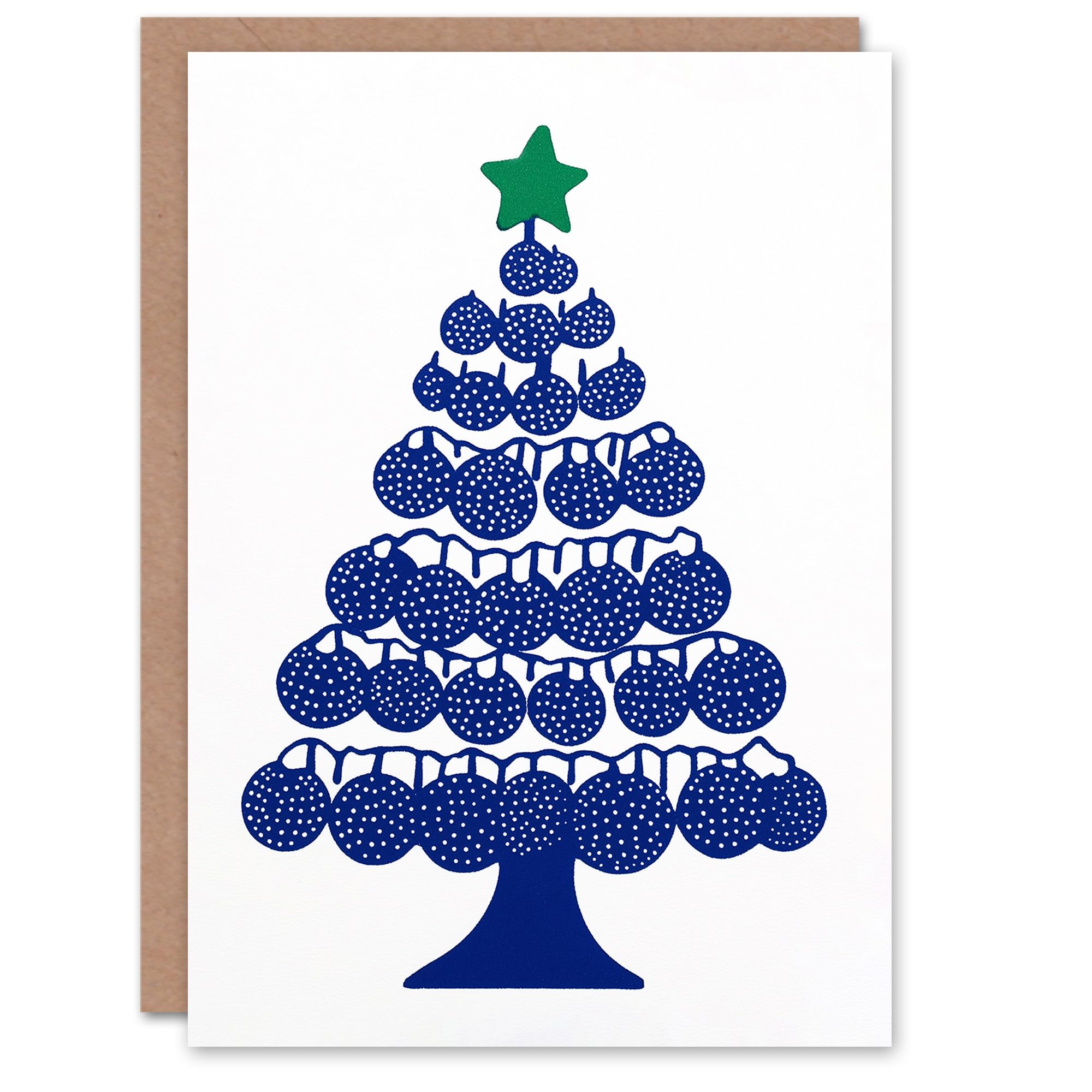 Wee Blue Coo Greeting Card Bauble Ornament Tree Blue Green Modern Abstract Blank For Him Or Her Art Xmas Christmas Card