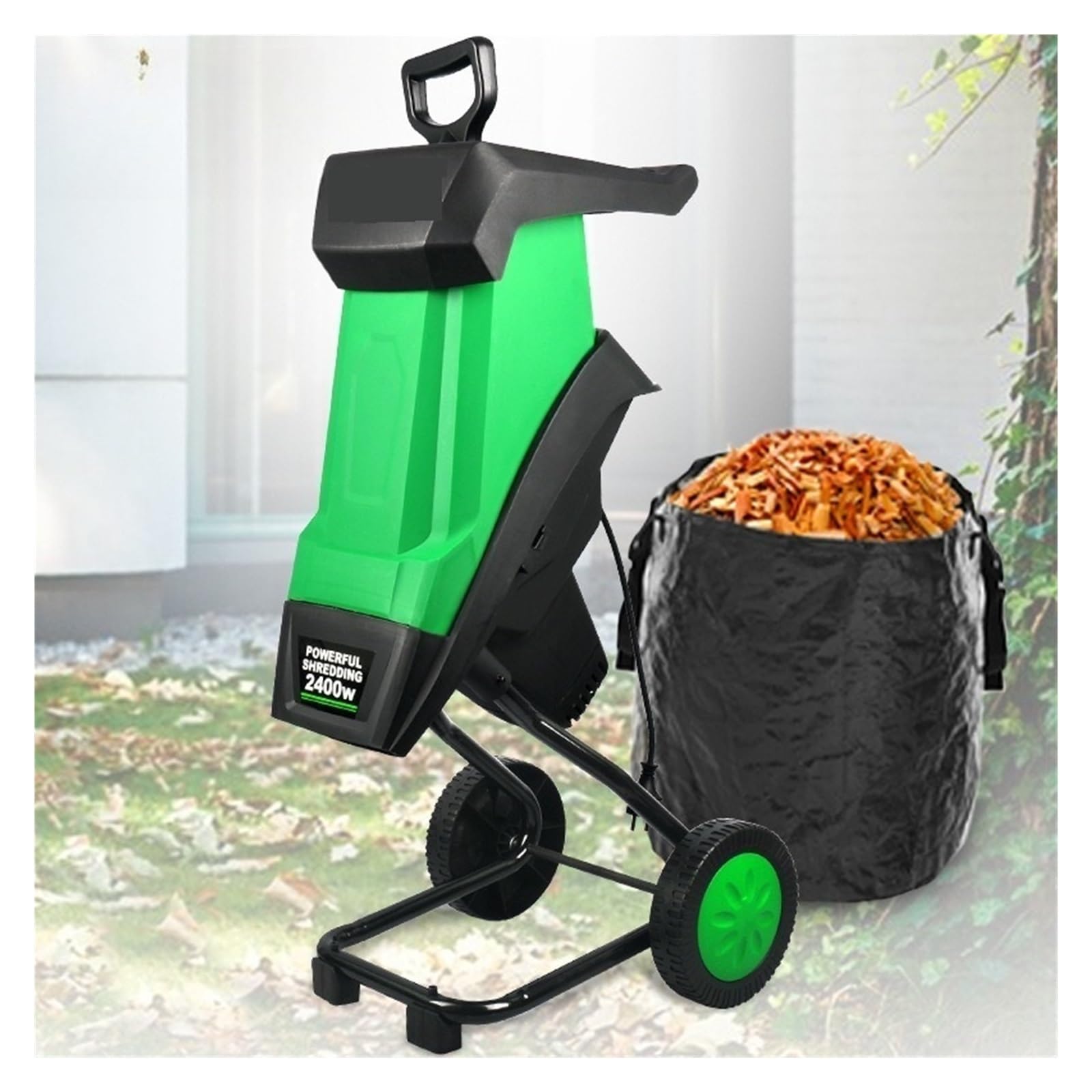 Trituradora Eléctrica De Jardín 2400W, Ramas Hojas, Madera 50L For , , Ramitas, Troncos Pequeños Segura Y Fiable