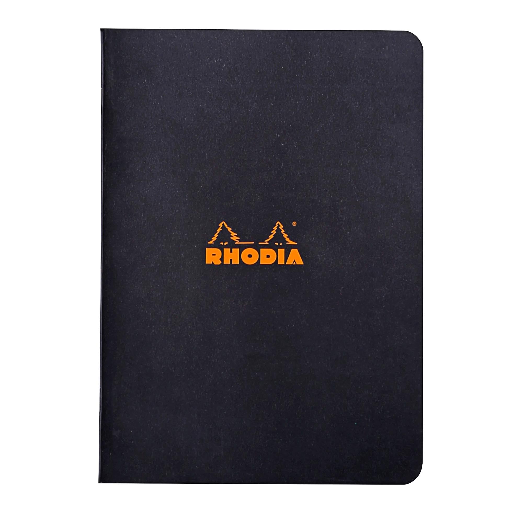 Rhodia 119183Cpack - Set of 10 Black Staplebound Notebooks - A5 - Small Squares - 96 pages - 80 gsm White Paper - Waterproof, Resistant Flexible Card Cover