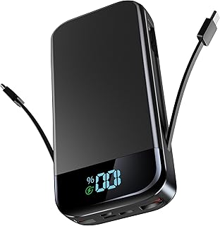 Power Bank 32000mAh Portable Charger with Bulit-in Cables, Fast Charging 22.5W & PD 20W with 5 Charging ports, USB-C Input/Output, LED Digital Display, Phone Charger for iPhone/Samsung/Android/Tablet