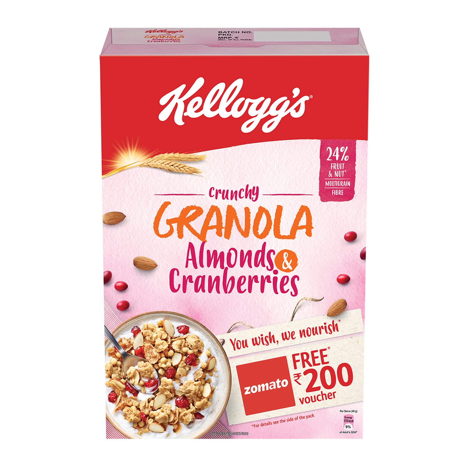Kellogg's Crunchy Granola Almonds and Cranberries, 460 g Breakfast