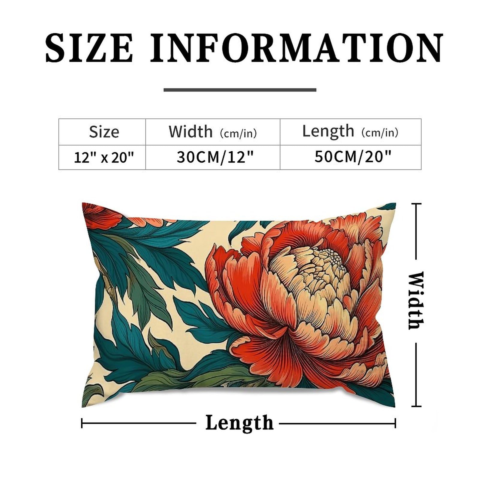 Amazon.com: ArogGeld Chinoiserie Coral Peony Floral Lumbar Cushion