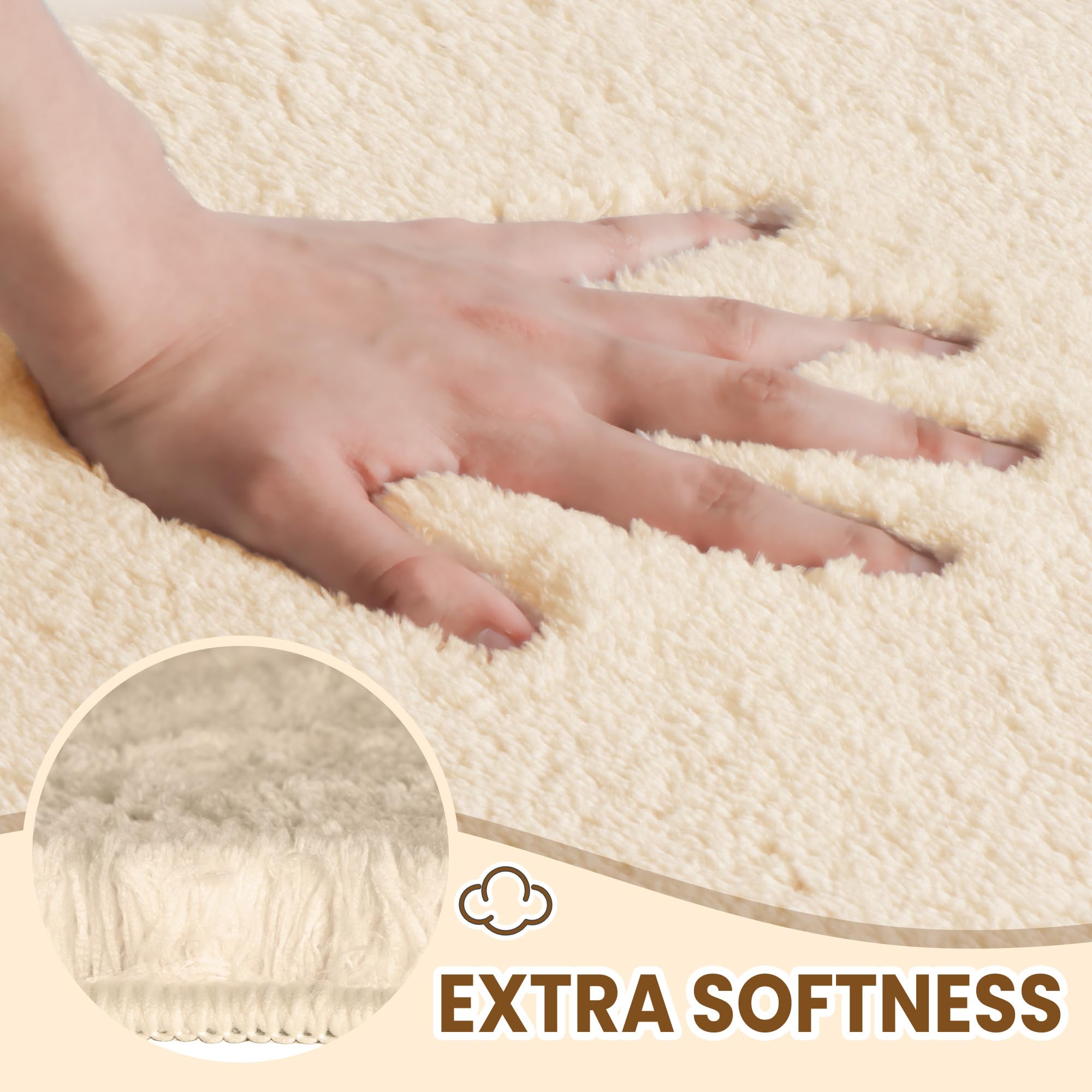 Tapete de baño esponjoso pequeño de 24 x 17 pulgadas, tapete de microfibra gruesa absorbente con parte trasera de goma antideslizante, secado rápido, lavable a máquina, alfombras de baño 3