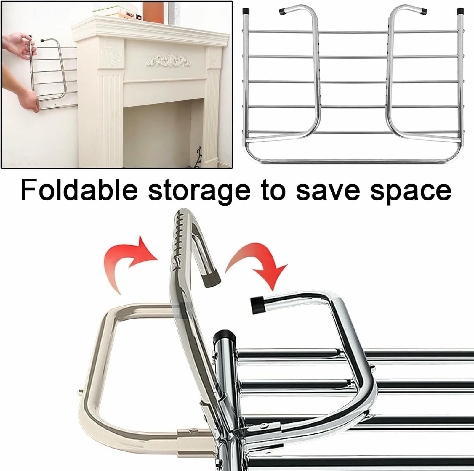 Wäscheständer, klappbare, verstellbare Kleiderbügel aus Edelstahl, Trockenständer für drinnen und draußen für Geländer und Fensterbänke (80 cm)