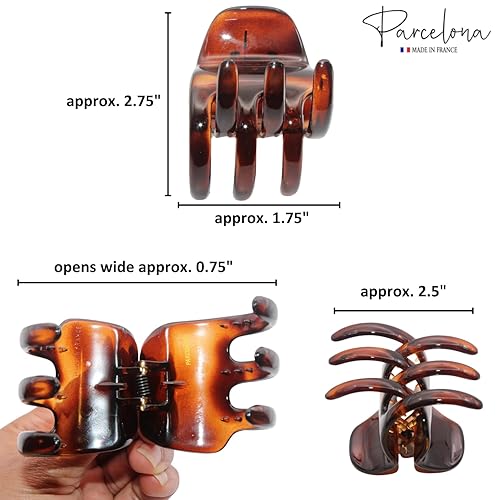 Miniatura 7 de Parcelona Pinzas para el cabello de celuloide de celuloide francés clásico grande de 2 pulgadas, pinzas de garra para el pelo de las mujeres, hechos